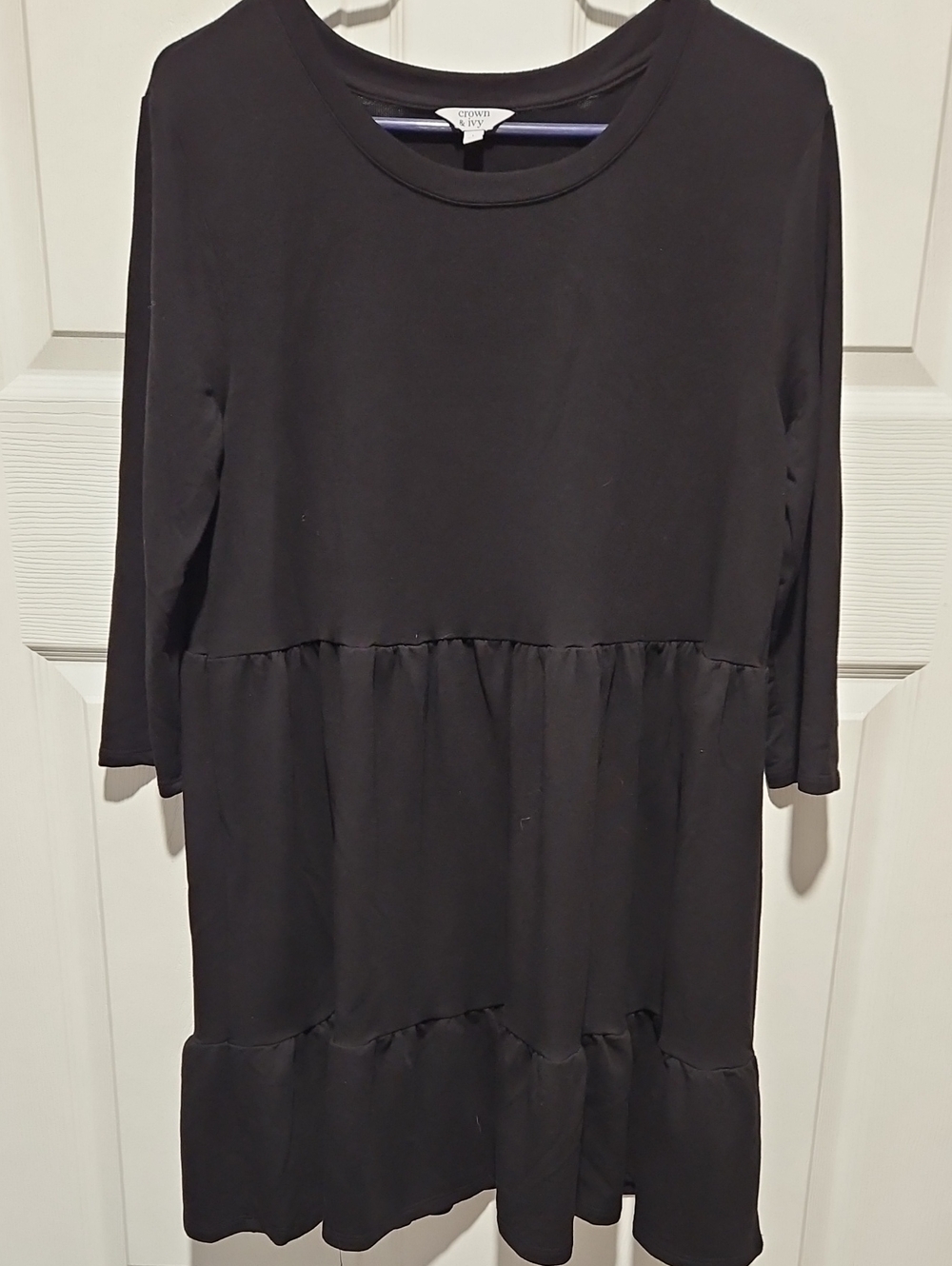 crown & ivy Black Tiered Mini Dress